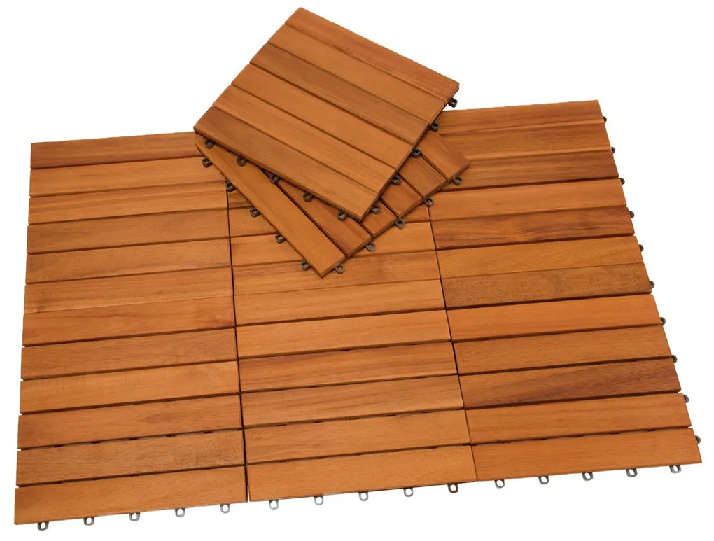 Deuba Gresie din lemn - set 11 piese, 30×30 cm