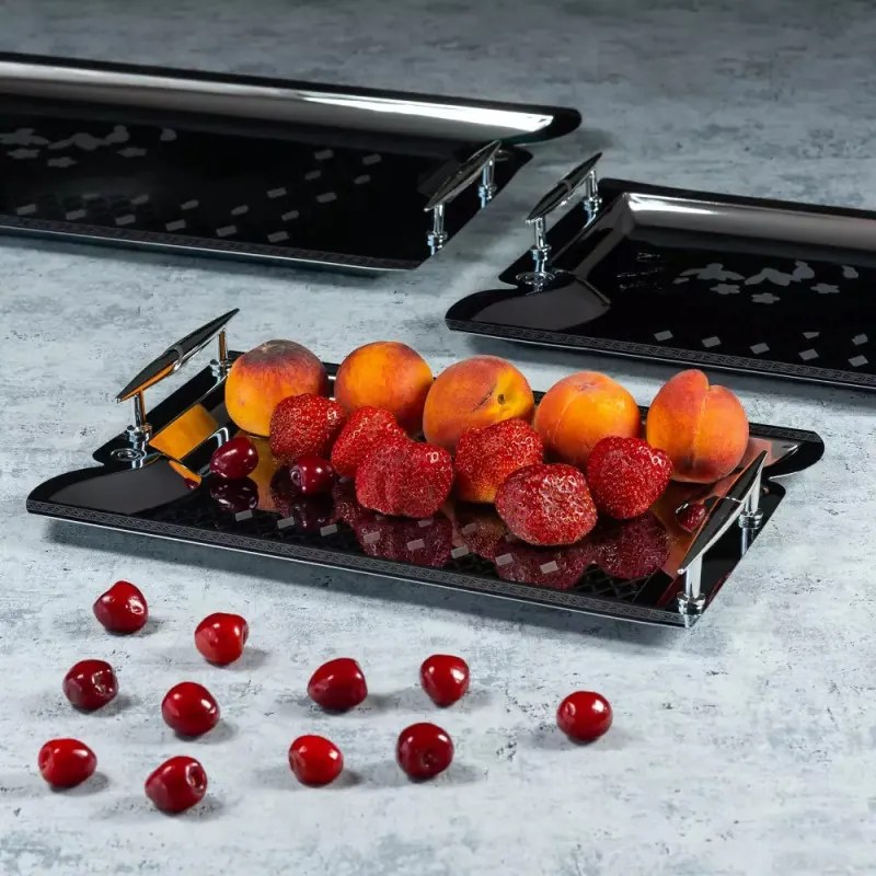 Set 3 tavi pentru servire din otel Kinghoff KH 4743, Placate cu crom, Argintiu