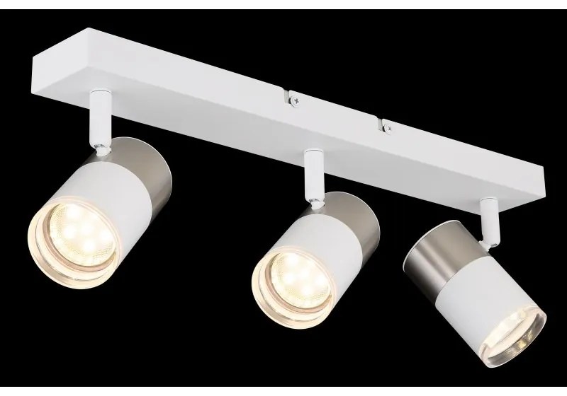 Plafoniera cu 3 Spoturi directionabile BRISBON nickel/alb