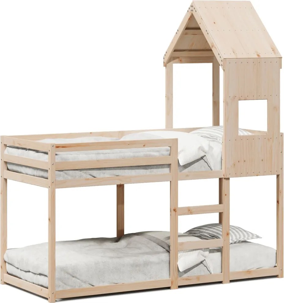 vidaXL Pat supraetajat fără saltea, 90x190 cm, lemn masiv de pin