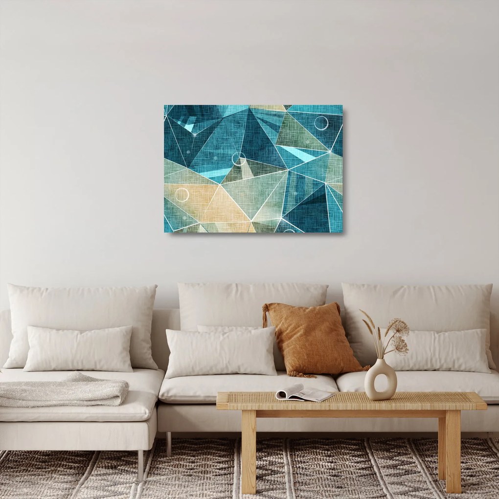 Tablou pe sticlă - Abstract turcoaz (70x50 cm)