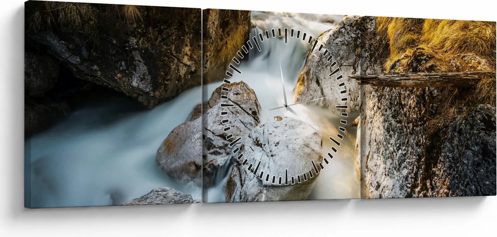 Tablou - Râul din pădure (cu ceas) (90x30 cm)
