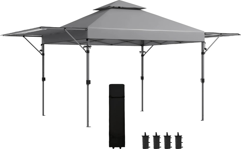 Outsunny Tonelă pop-up pentru grădină Pliantă 5 x 3 m, țesătură Oxford cu 2 pereți reglabili, sac de transport cu roți inclus | Aosom Romania