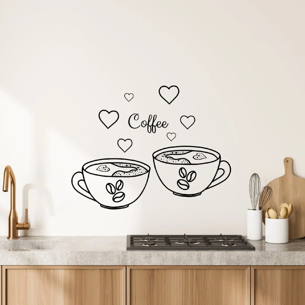 PIPPER. Autocolant de perete "Cești de cafea-translucide”