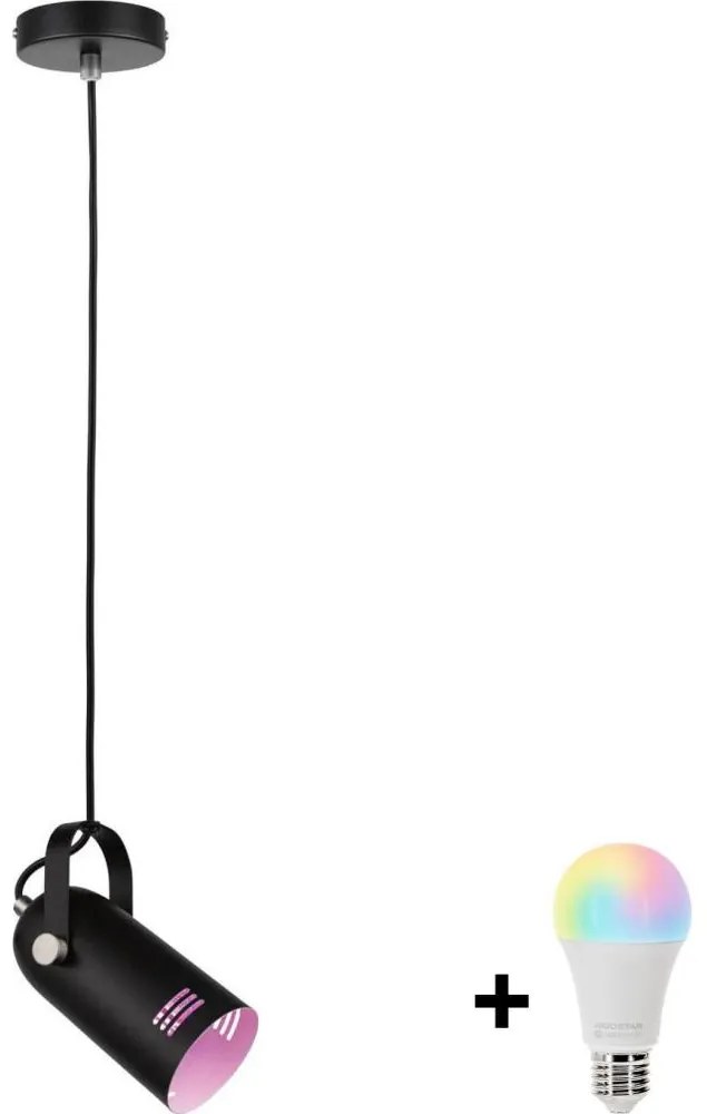 Paulmann LAVEA 79766 - Lustră suspendată pe cablu LED RGBW 1xE27/15W 230V, neagră