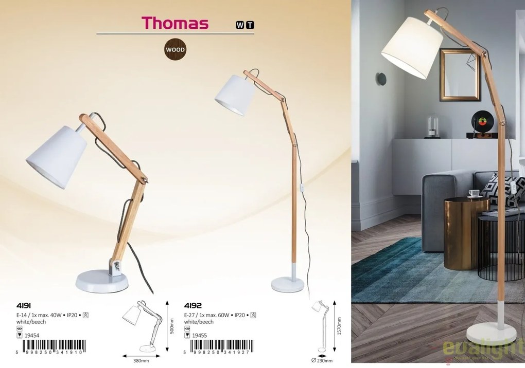 Lampadar din lemn fag design nordic scandinav Thomas
