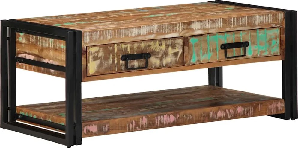 vidaXL Masuta de cafea multicolora 90x50x38 cm lemn masiv recuperat