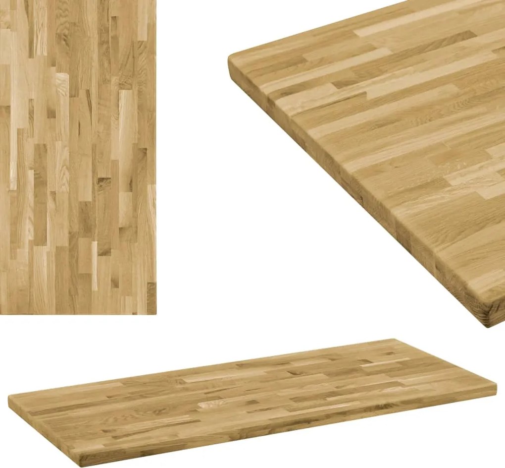 Blat masă, lemn masiv stejar, dreptunghiular, 44 mm, 140x60 cm