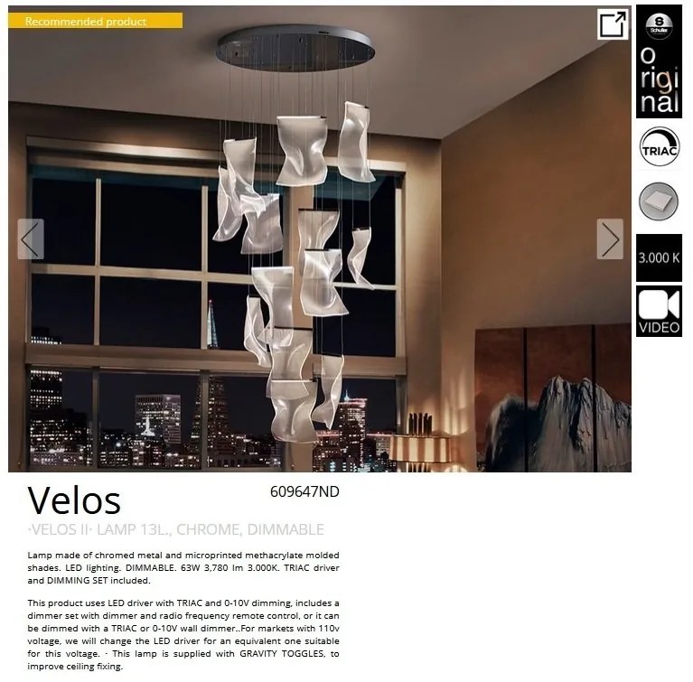 Lustra LED suspendata design ultra-modern Velos 13L crom