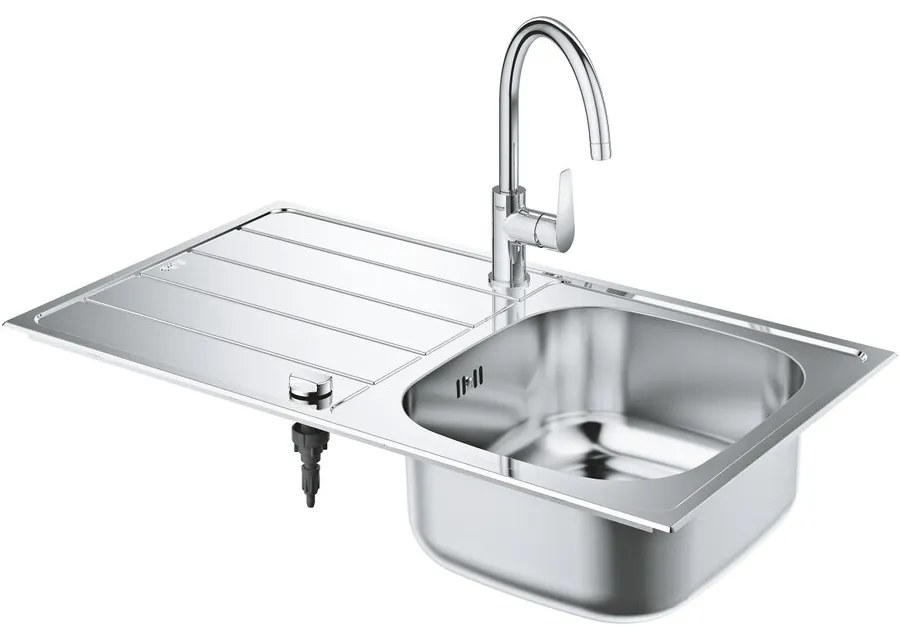 Set chiuveta inox Grohe K200 45 cm 1 cuva cu picurator si baterie