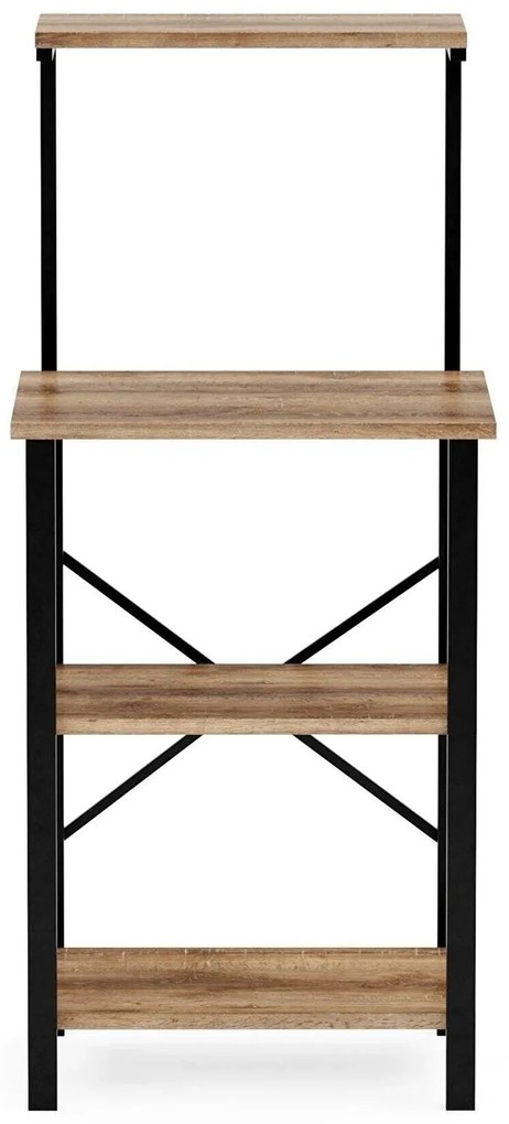 Raft Bucatarie Adore, 4 rafturi, Lemn Natural - Alb, 60 x 128 x 40 cm
