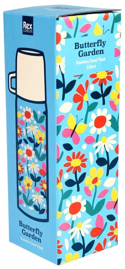 Termos albastru-crem pentru copii 350 ml Butterfly Garden – Rex London