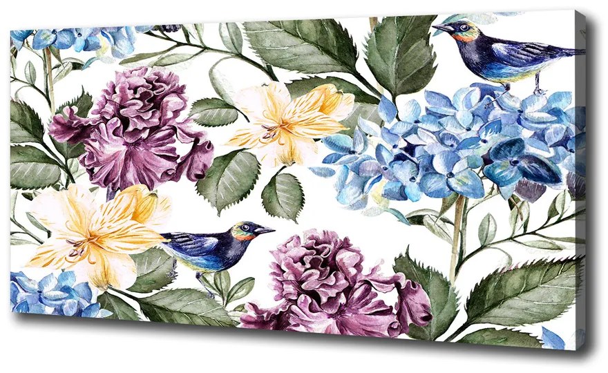 Imprimare tablou canvas Flori și păsări