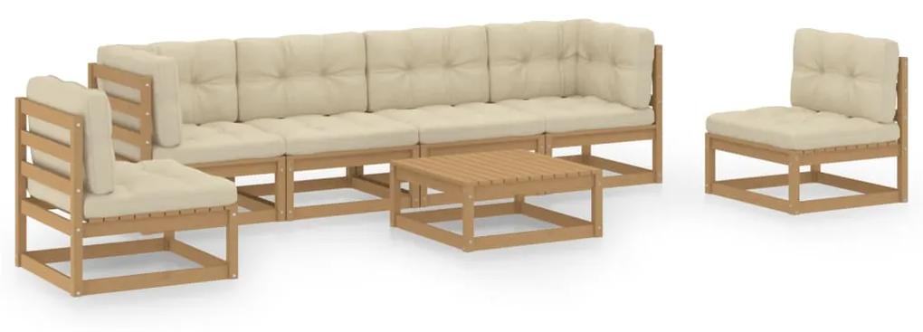 3076457 vidaXL Set mobilier de grădină cu perne, 7 piese, lemn masiv de pin