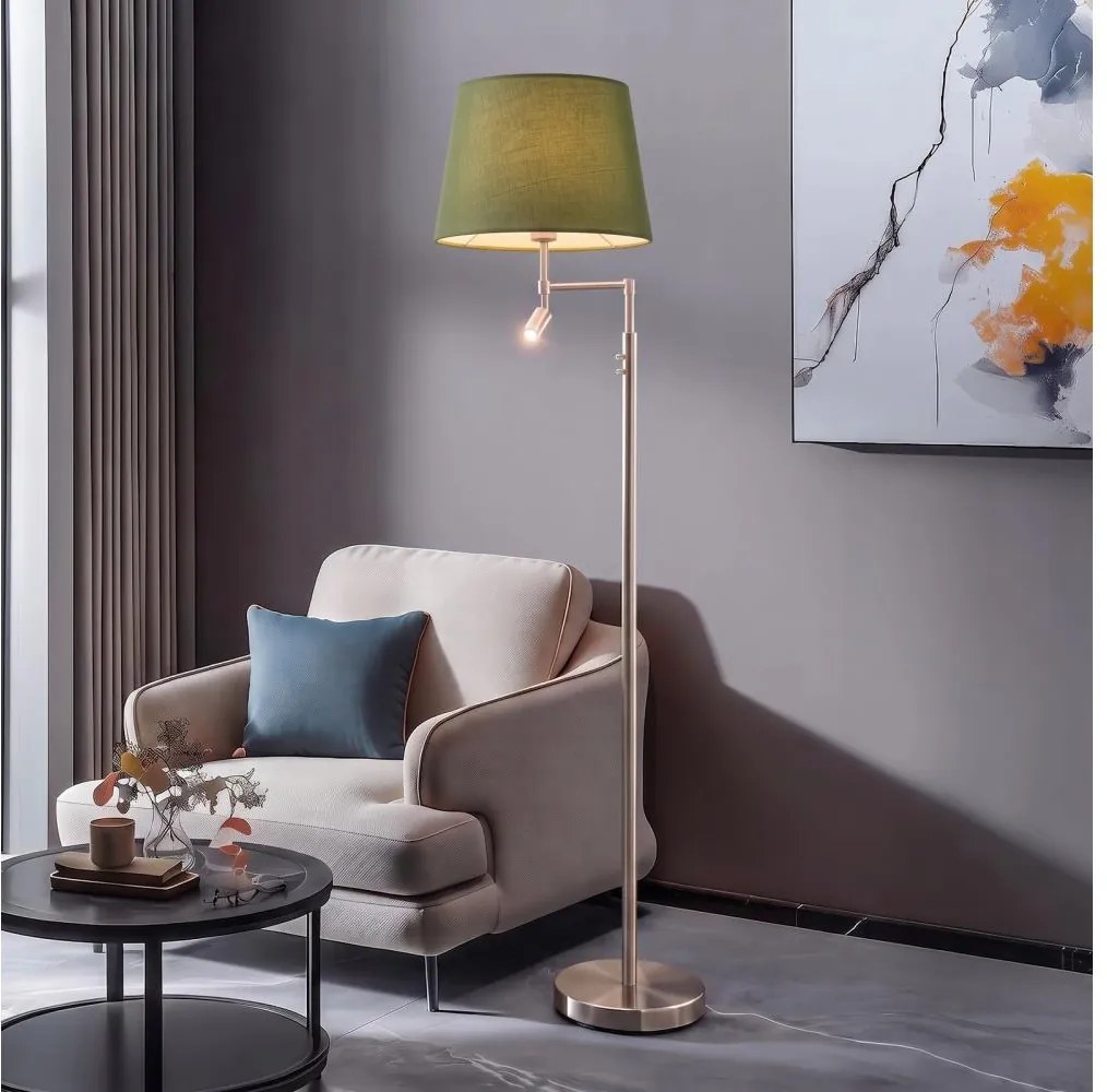 BRILAGI - Lampadar LED CERIA 1xE27/60W/230V + LED/2,1W crom mat/verde