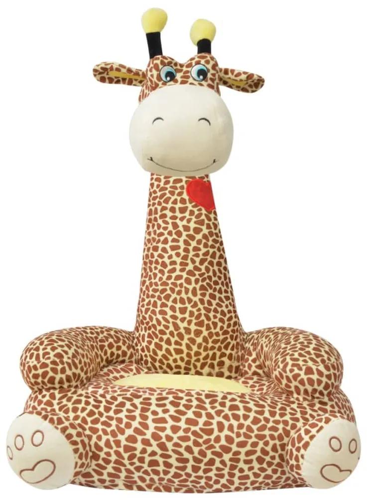Scaun din plus pentru copii cu model girafa, maro Girafa