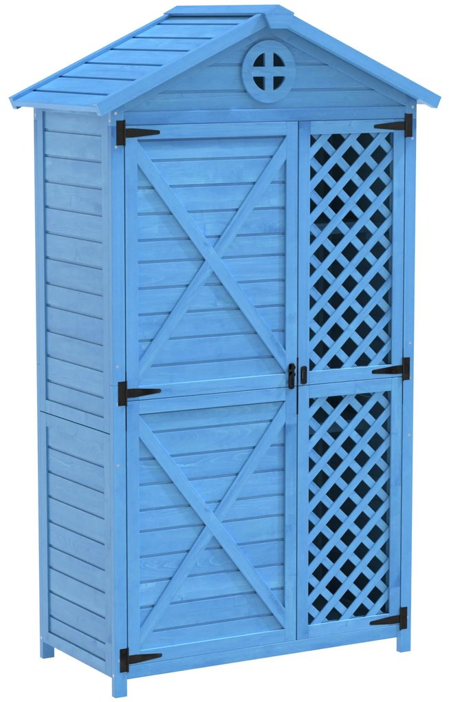 Depozit de mobilier de grădină din lemn pentru exterior, magazie de unelte rezistentă la intemperii, cu mult spațiu de depozitare și construcție din lemn stabilă, 90x56,5x175,3 cm, Albastru