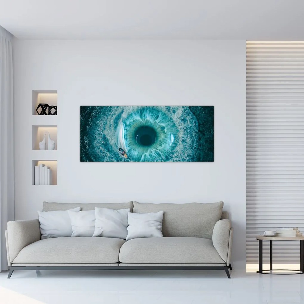 Tablou marea cu barca (120x50 cm)