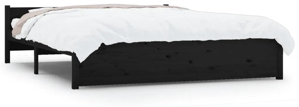 815053 vidaXL Cadru de pat King Size, negru, 150x200 cm, lemn masiv