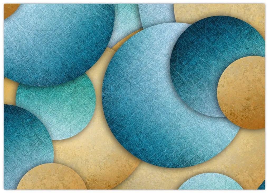 Tablou pe sticlă cu abstracție cercuri (70x50 cm)