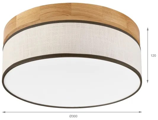 Brilagi - Plafonieră LED BELLADONNA, 20W, 230V, Ø 30 cm, crem/stejar