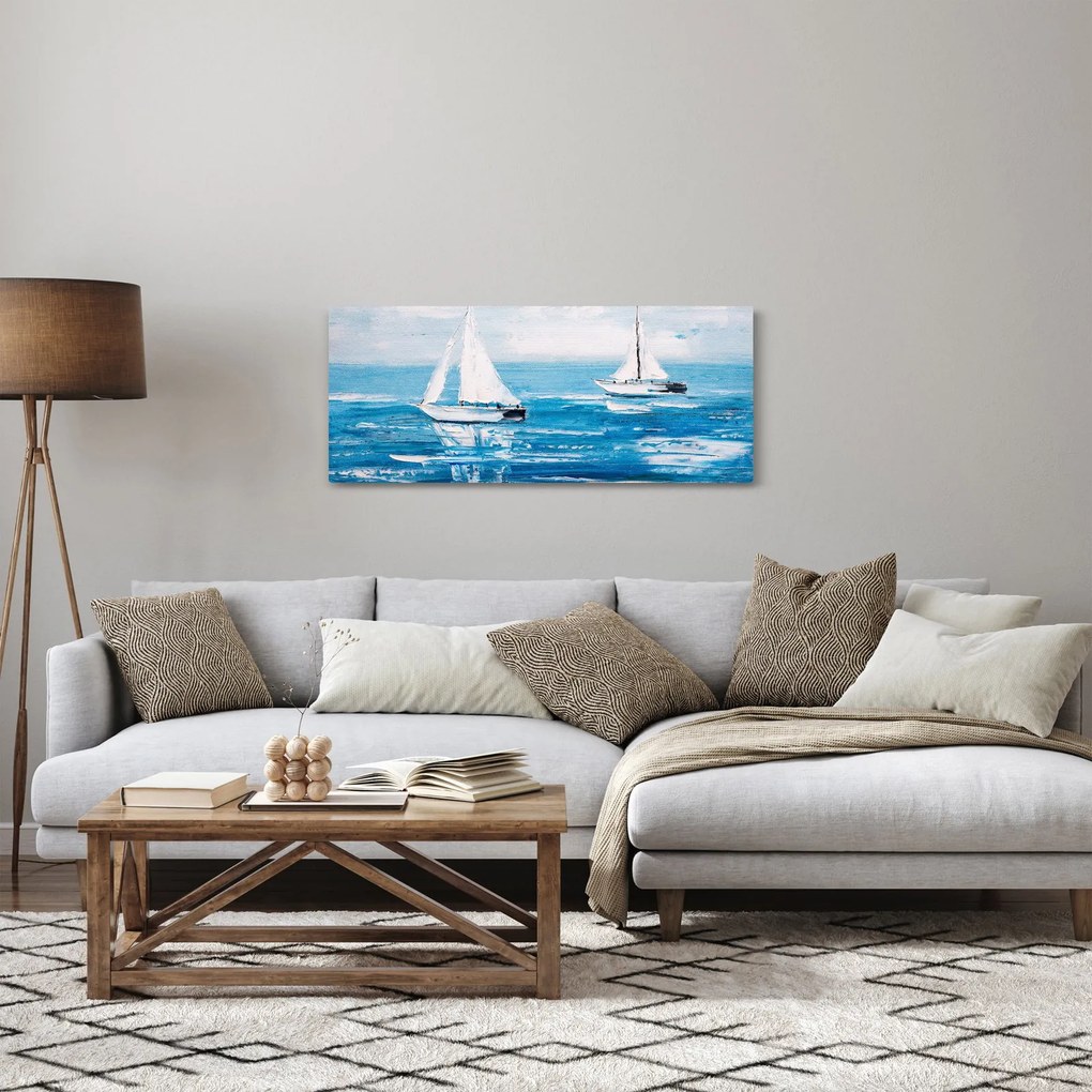Tablou - Pictură yacht pe mare (120x50 cm)