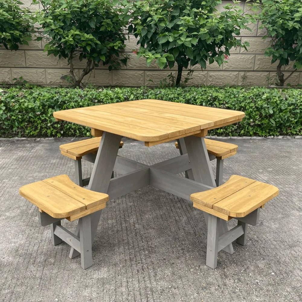 Set mobilier de grădină pentru copii, realizat din lemn, maro / gri, PIKIO