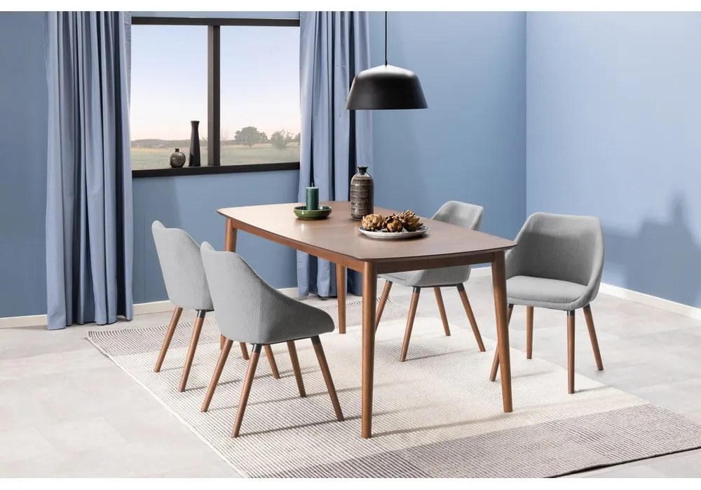 Masă de dining extensibilă cu aspect de lemn de nuc cu blat suplimentar 90x180 cm Montreux – Actona
