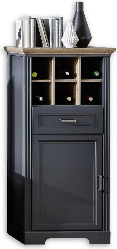 Comoda JASMIN, gri grafit/stejar artisan, PAL, 66x42x136 cm