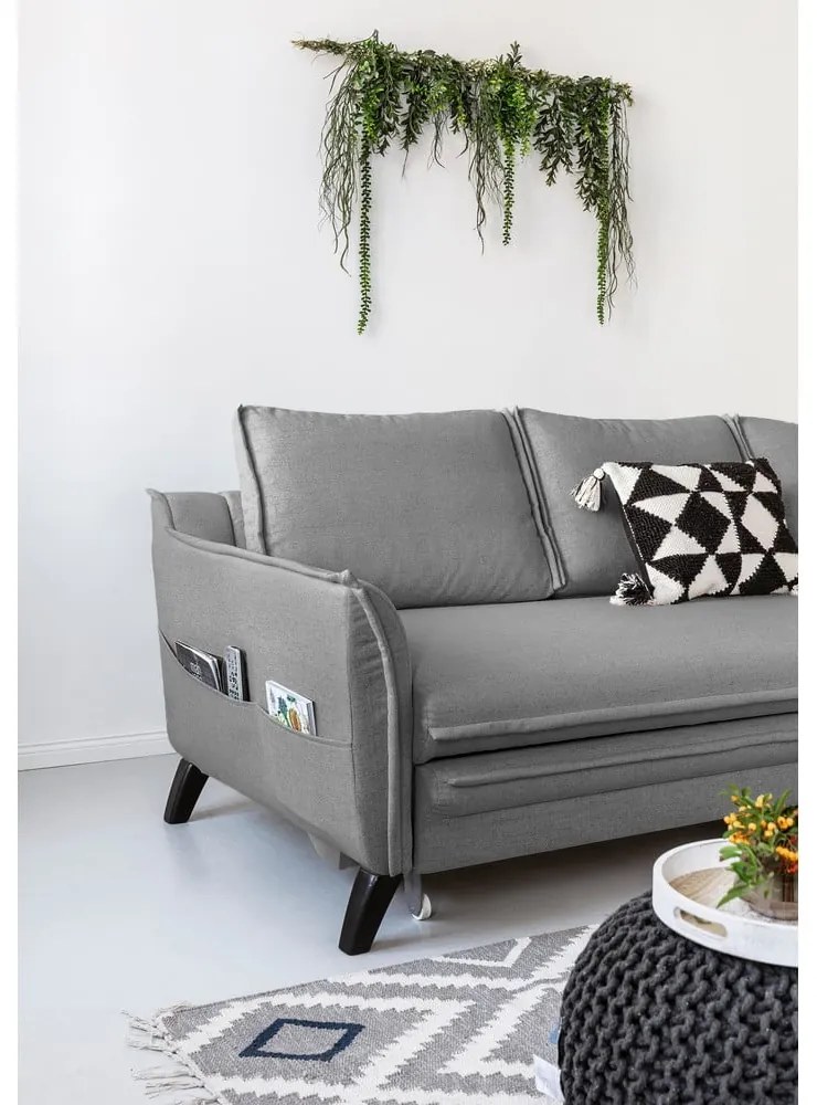 Colțar extensibil cu șezlong pe partea dreaptă Miuform Charming Charlie, gri