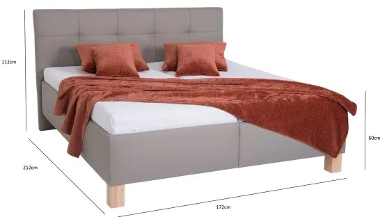 Pat tapițat MARIA 160x200 cm cu saltea și spațiu de depozitare, taupe