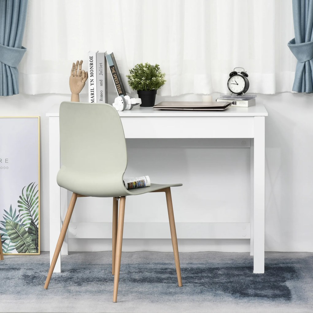 HOMCOM, Birou de Studiu, Stil Modern, MDF, Metal, 105x50x76 cm, Alb | Aosom Romania