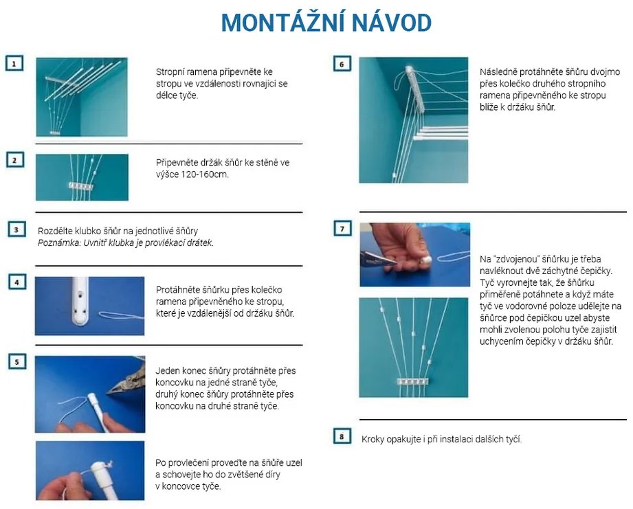 Uscător de rufe Ideal plafon 7 bare, 180 cm, 180 cm