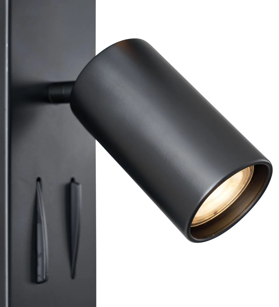 Lampă de perete modernă neagră cu 2 lumini înclinabile - Lesly