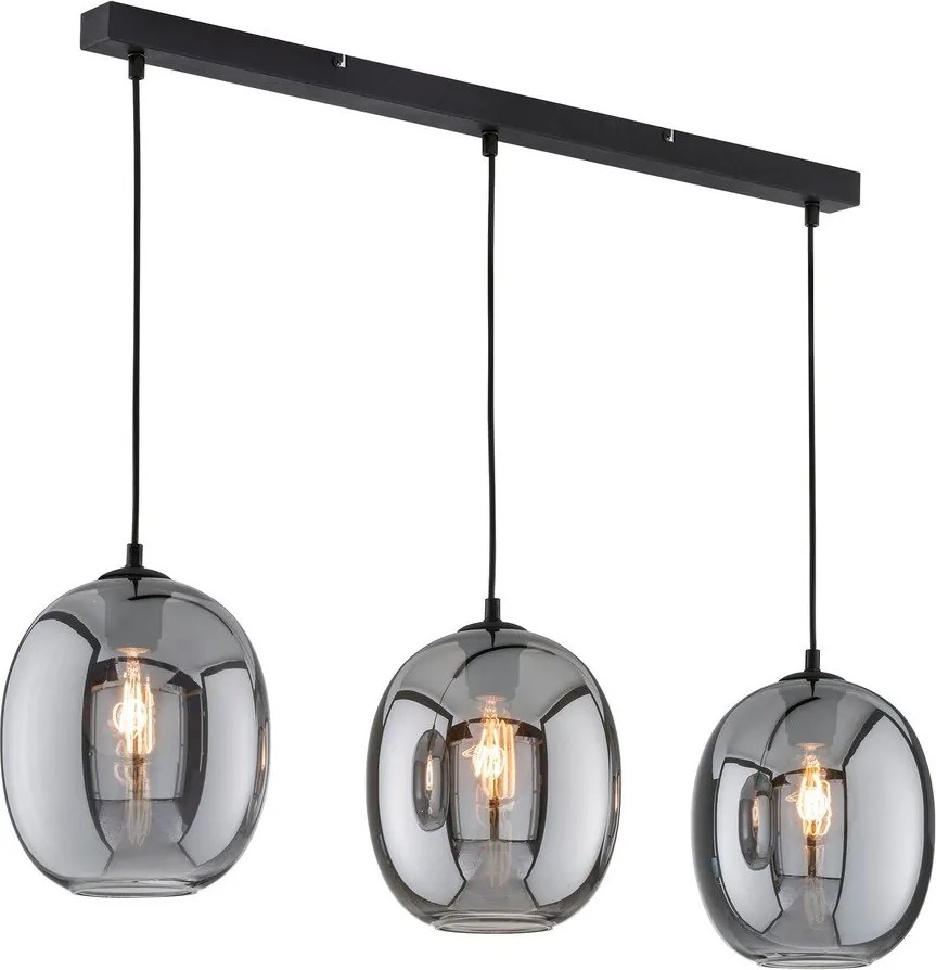 Lustră neagră cu abajur din sticlă Nayla – Fischer & Honsel