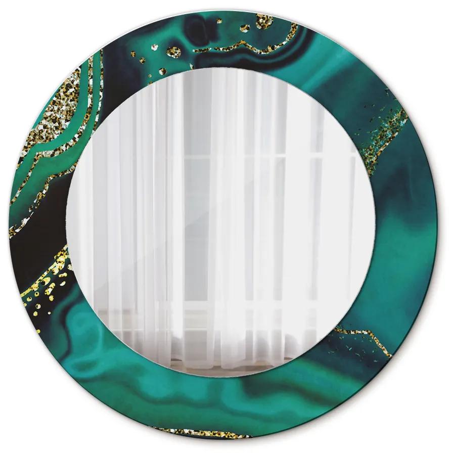 Oglinda cu decor rotunda Marmură de smarald