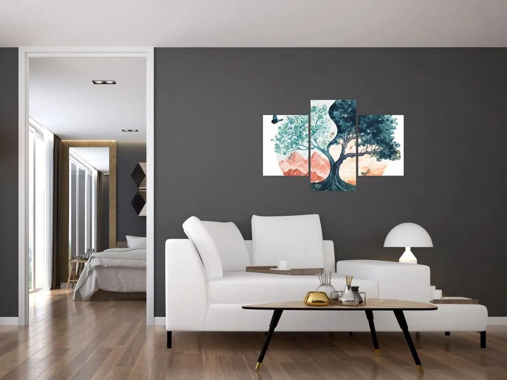 Tablou – Arbore acvarelă plin de viață (90x60 cm)