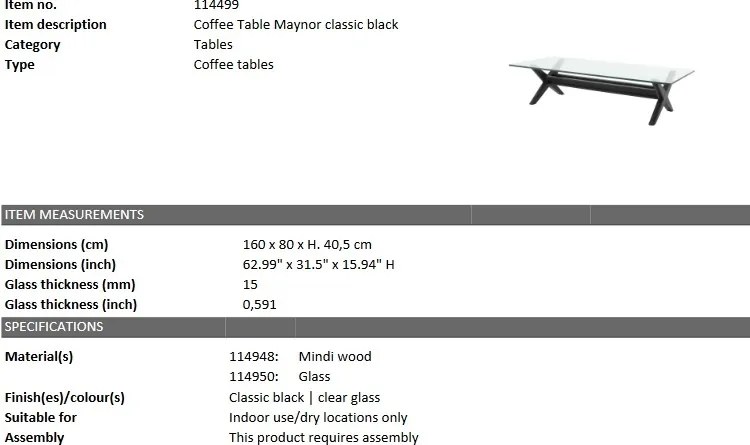 Masuta de cafea design elegant LUX Maynor, lemn negru 114499 HZ