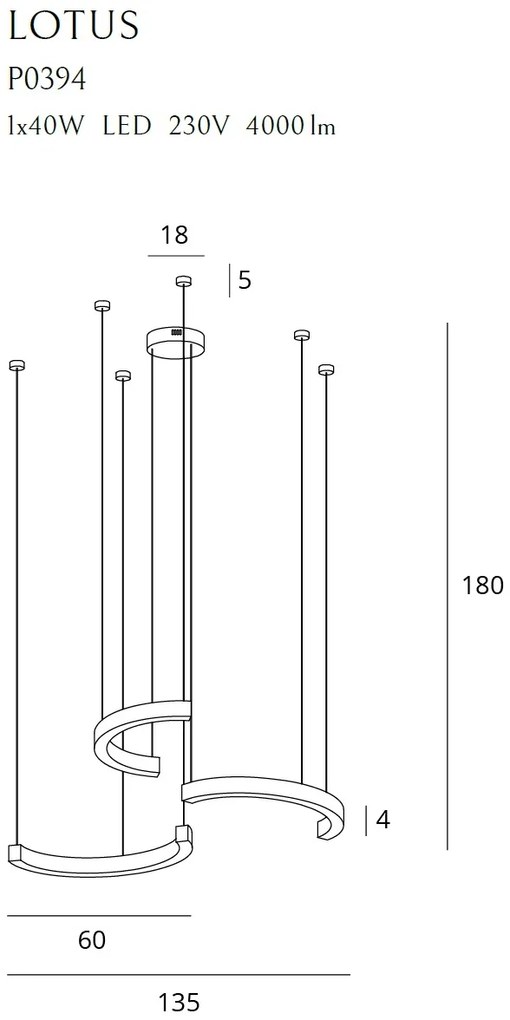 Lustra LED dimabila cu 3 pendule aurii suspendate LOTUS P0394 MX
