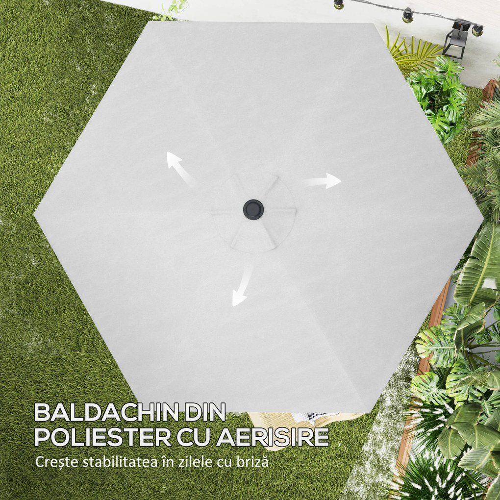 Outsunny Înveliș de Schimb pentru Umbrelă cu Orificii de Aerisire, Ø300 cm, Alb Crem | Aosom Romania