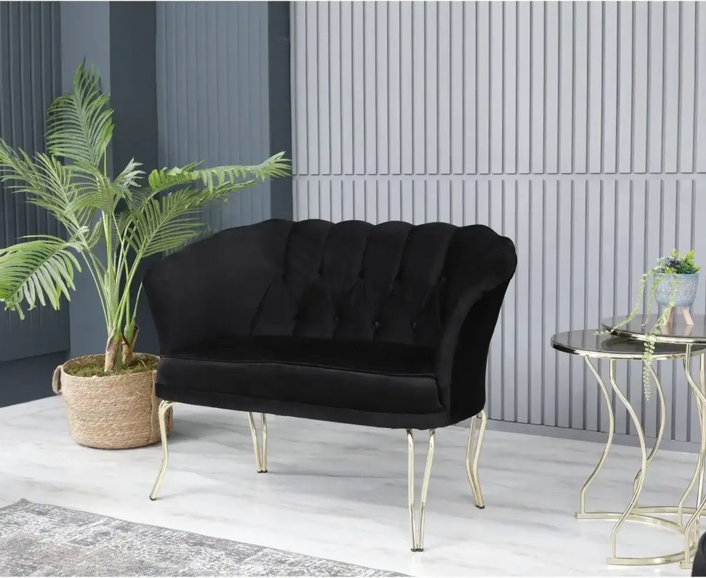 Set canapea Viena 2+1+1Homs textil negru-auriu,30702