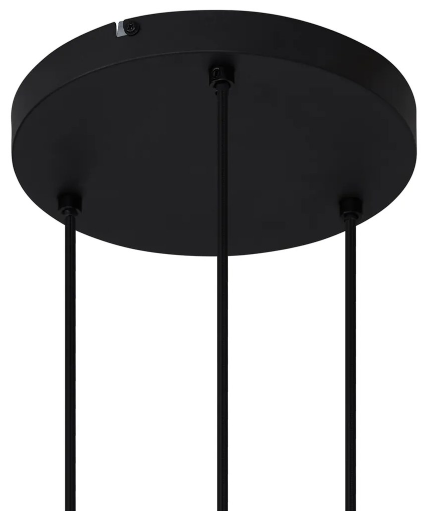 Lampă modernă cu pandantiv neagră cu sticlă fumuriu 3 lumini - Dame