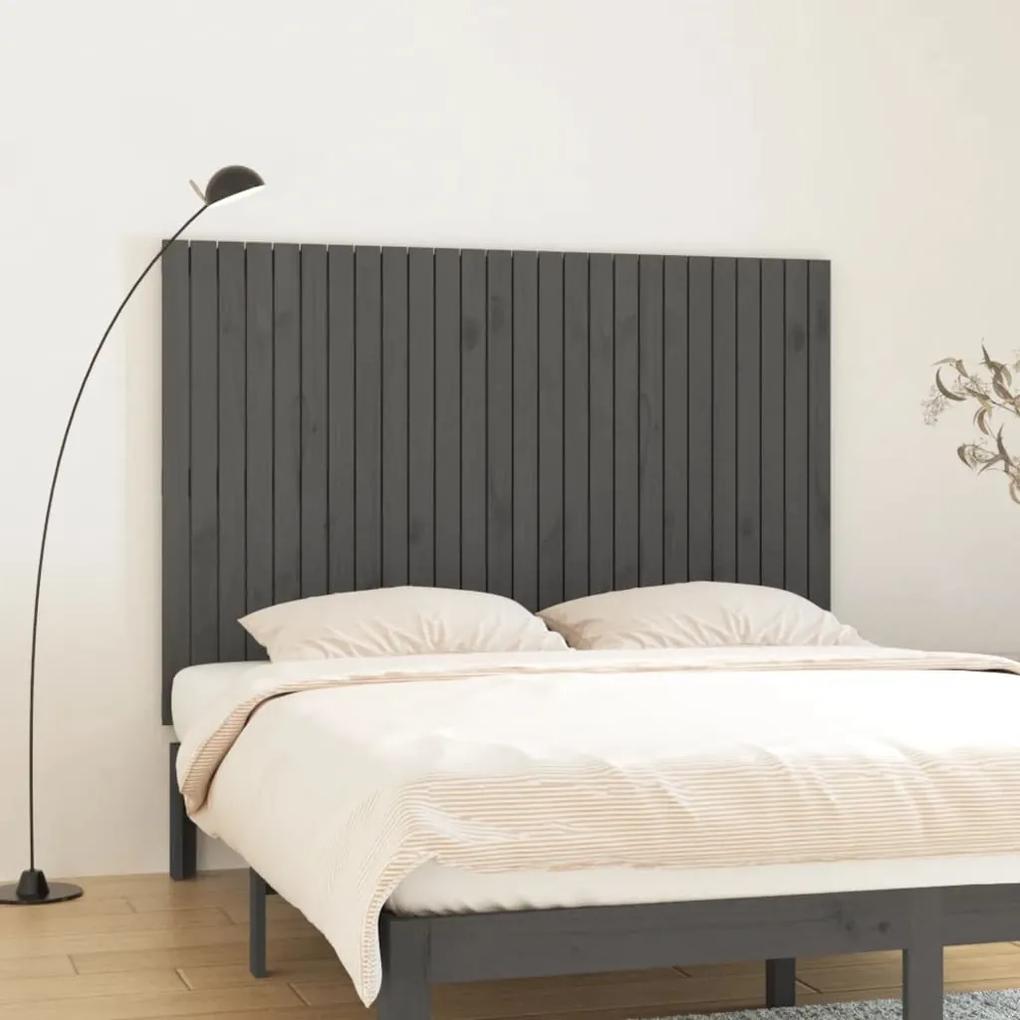 824960 vidaXL Tăblie de pat pentru perete, gri, 166x3x110 cm, lemn masiv pin