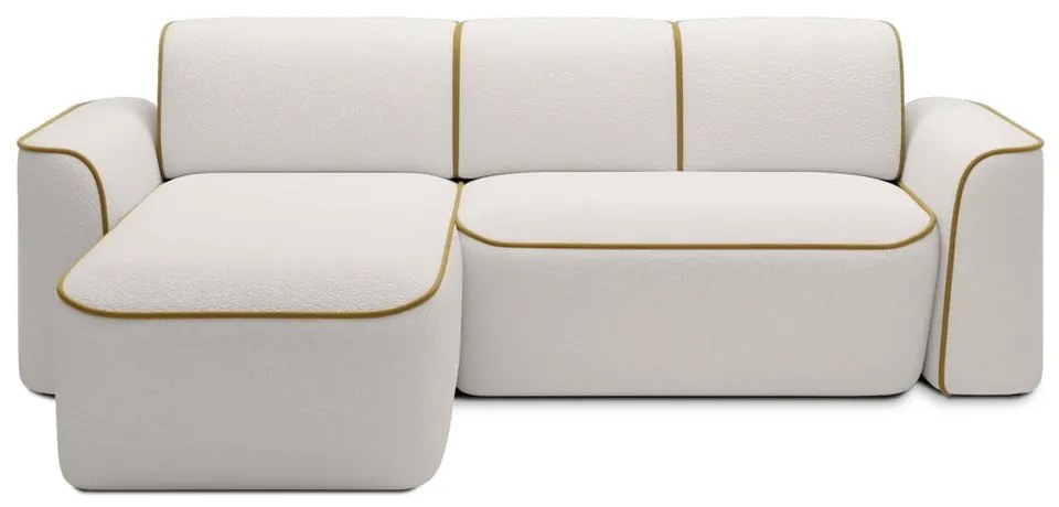 Colțar galben/crem cu tapițerie din țesătură bouclé (cu colț pe partea stângă/cu șezlong) Ume – ELTAP