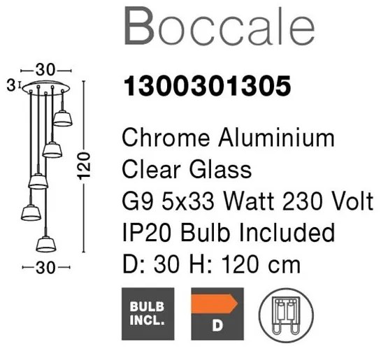 Lustra eleganta design modern cu 5 pendule Boccale