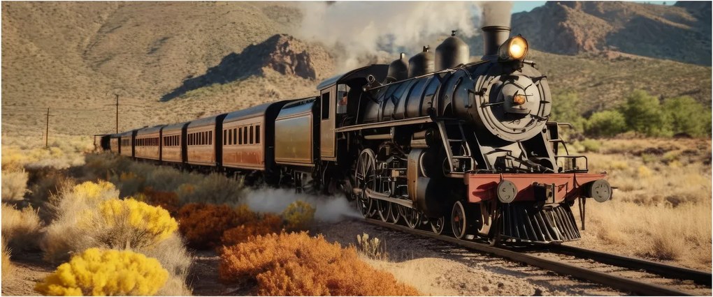 Tablou - Locomotivă cu aburi (120x50 cm)