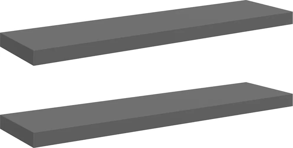 vidaXL Rafturi de perete, 2 buc., gri extralucios, 90x23,5x3,8 cm, MDF