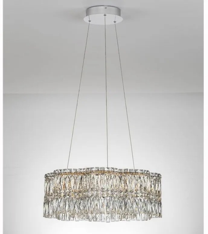 Lustra suspendata LED crom, cristale sticla NUVIA 60cm