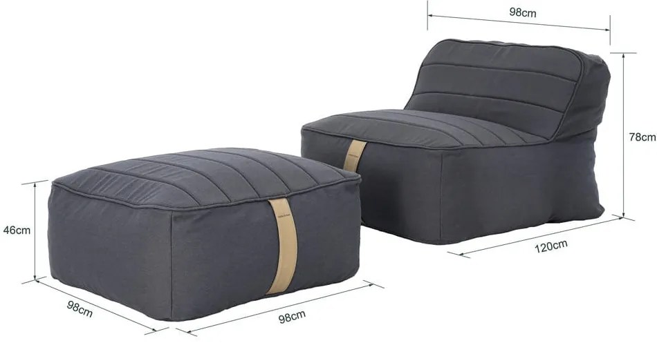 Scaun de grădină din burete cu puf, albastru gri