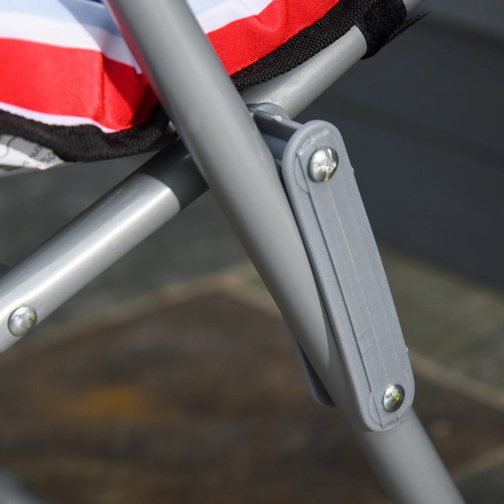 Outsunny Set de 2 șezlonguri pliabile cu pernă, șezlong de soare, spătar reglabil în 5 poziții, șezlong de grădină, set mobilier grădină, oțel, poliester, roșu, 60 x 75 x 65-102 cm | Aosom Romania